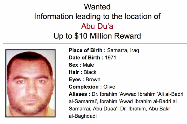 wanted poster for the caliph of isis